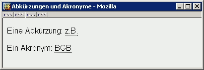 Abkürzungen im Mozilla